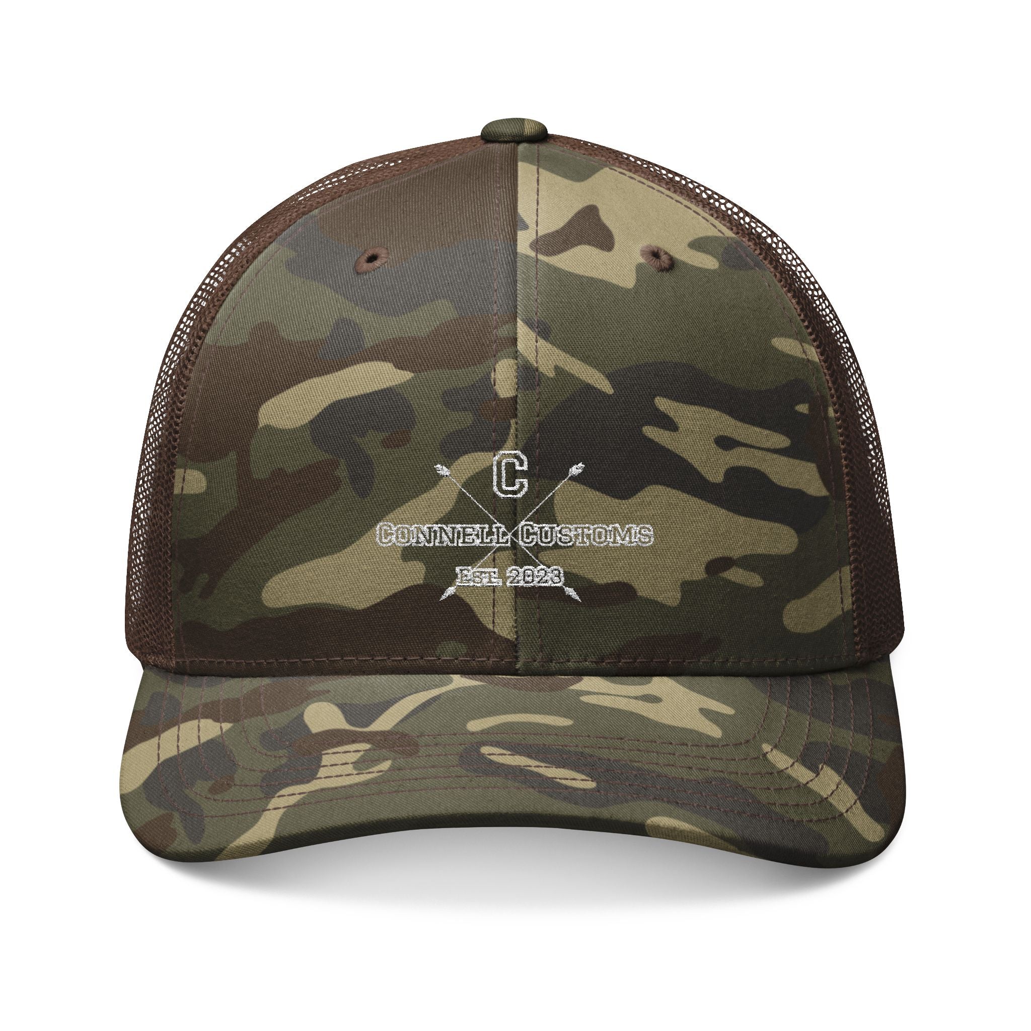 Camouflage Embroidered Trucker Hat for Outdoor Lovers, Gift for Hunters, Fishing Cap, Military Style Headwear, Stylish Casual Accessory