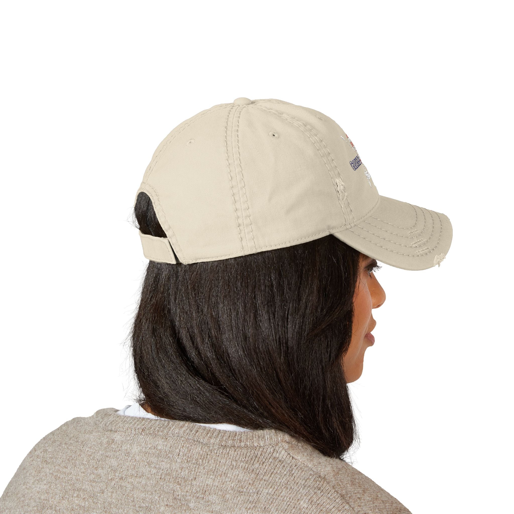 Distressed American Flag Dad Hat, Vintage Cap, Embroidered Hat, Casual Headwear, Gift for Dad