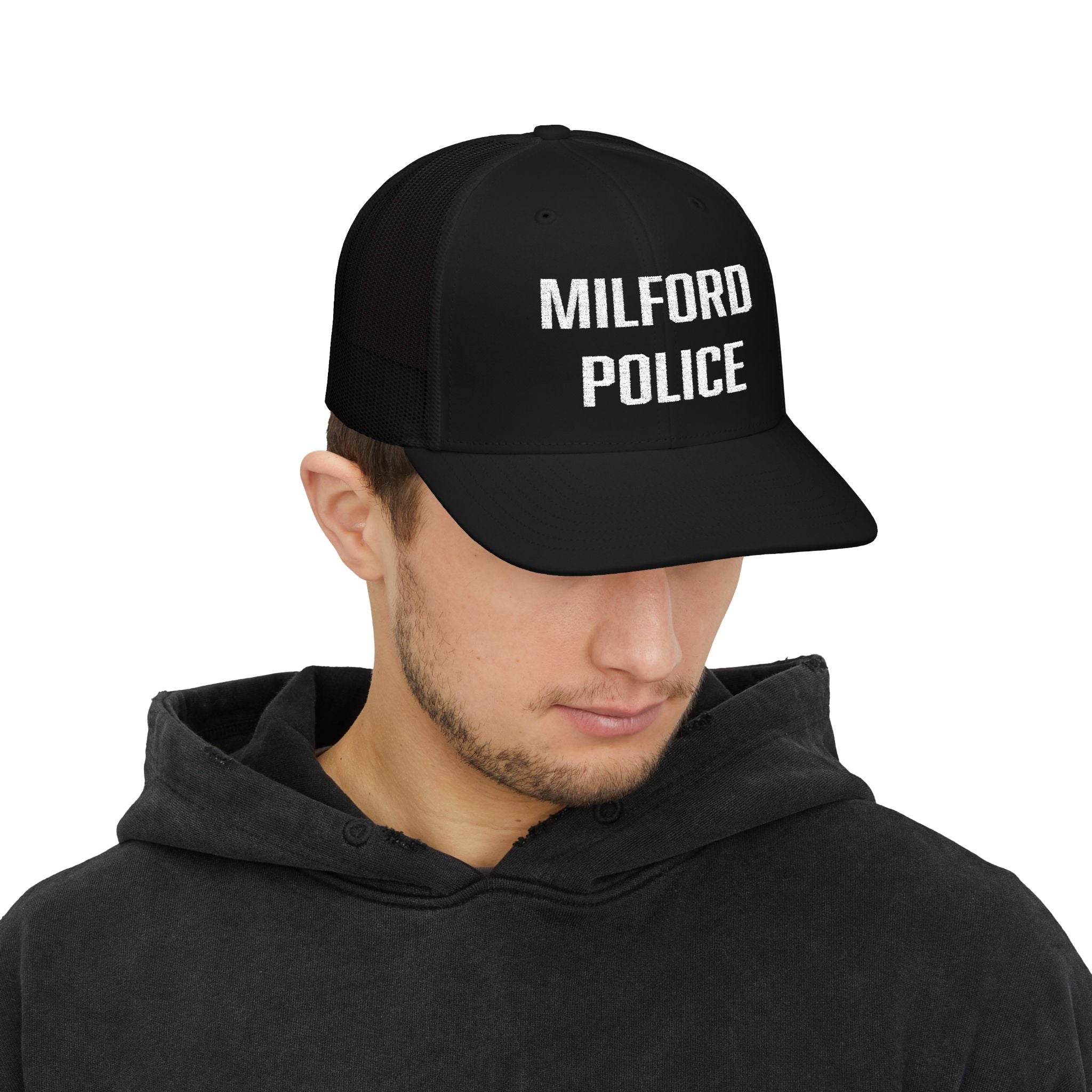 Embroidered Milford Police Snapback Trucker Cap - Perfect Gift for Law Enforcement Supporters, Casual Wear, Outdoor Adventures, Custom Hats