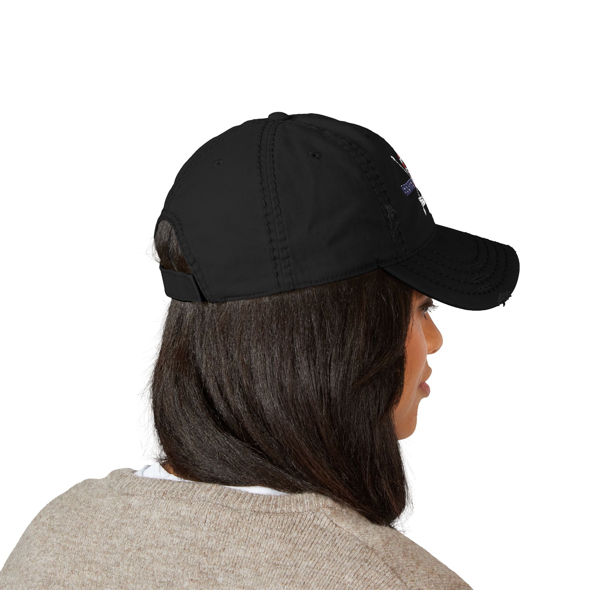 Distressed American Flag Dad Hat, Vintage Cap, Embroidered Hat, Casual Headwear, Gift for Dad