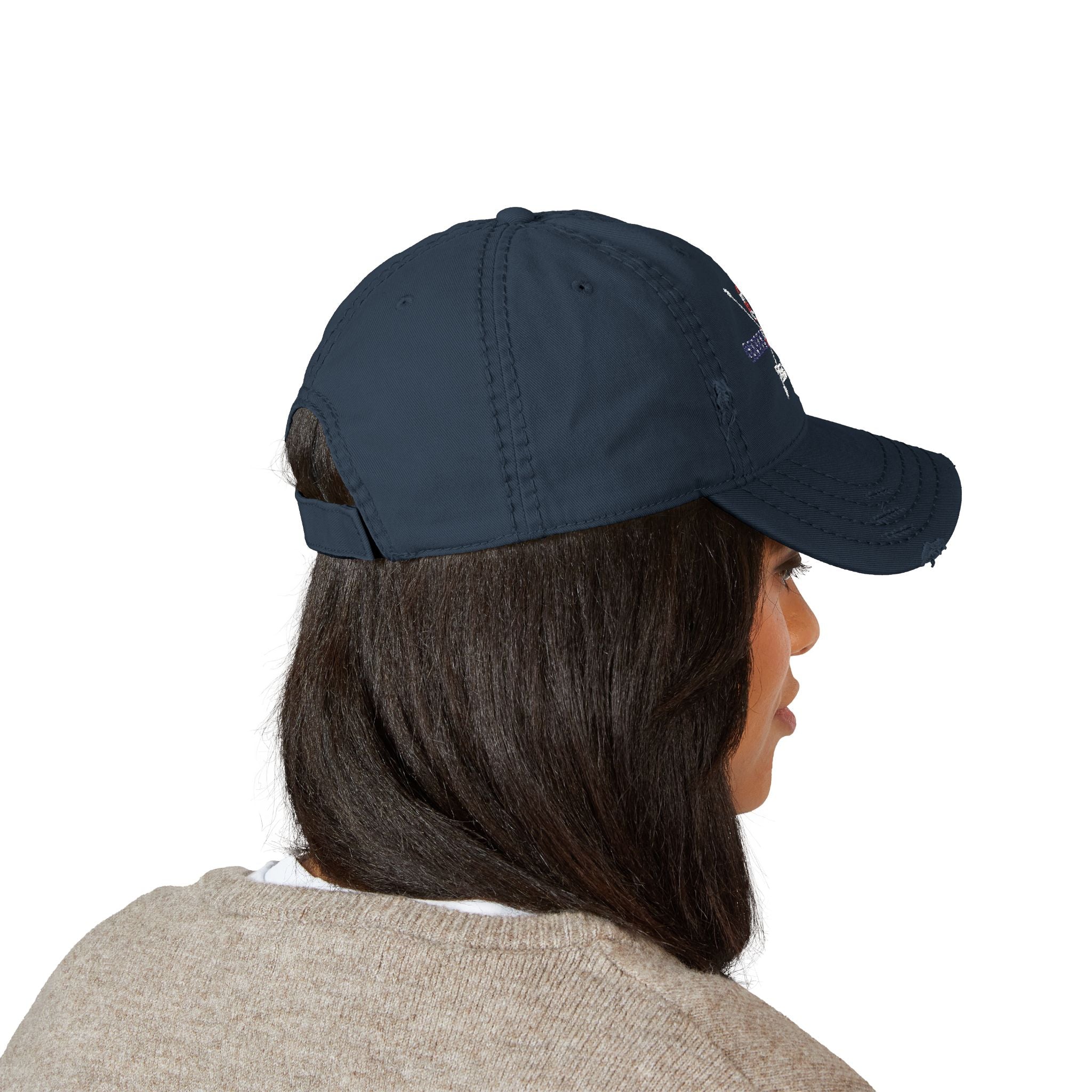 Distressed American Flag Dad Hat, Vintage Cap, Embroidered Hat, Casual Headwear, Gift for Dad